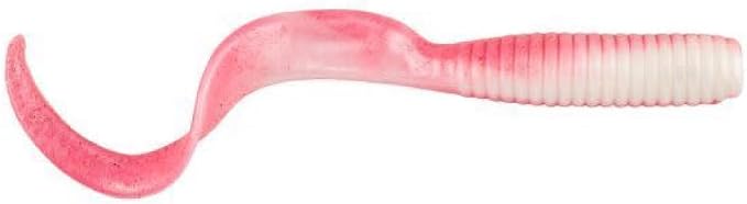 Pink and white curly tail grub lure